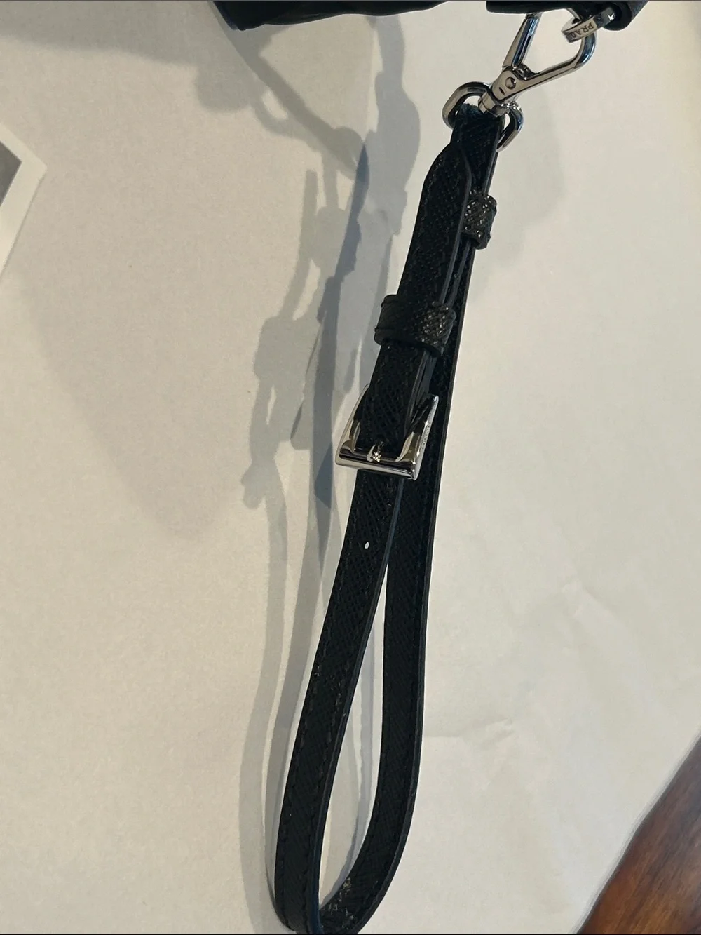NEW Prada Black Nylon Zip Wristlet with Silver Triangle Logo